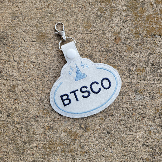 Theme Park Castle Name Tag Badge - Key Fob Patch Tab Key Chain