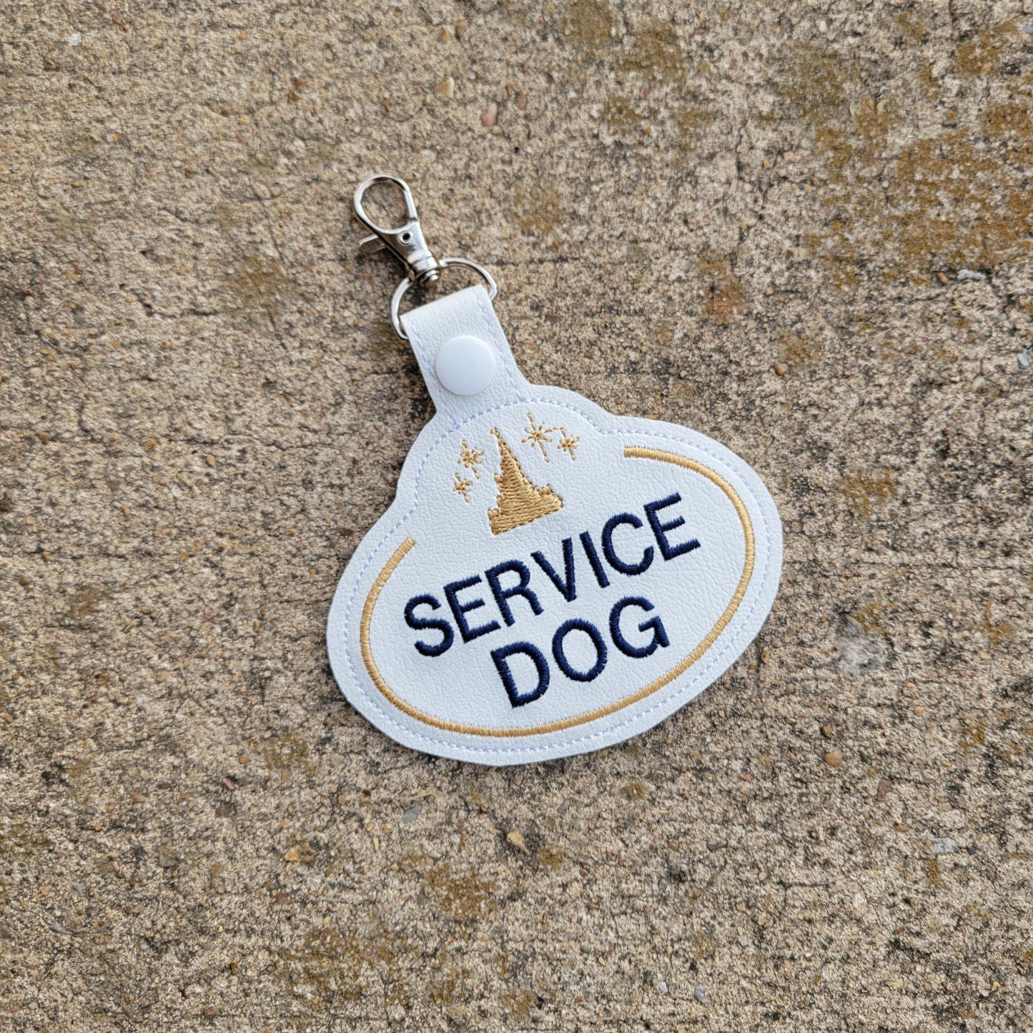 Theme Park Castle Name Tag Badge - Service Dog - Key Fob Patch Tab Key Chain