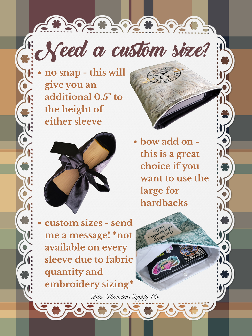 Checkered Emotional Support Kindle Sleeve with Snap *also in Kobo & Nook!* - E-Reader Cover