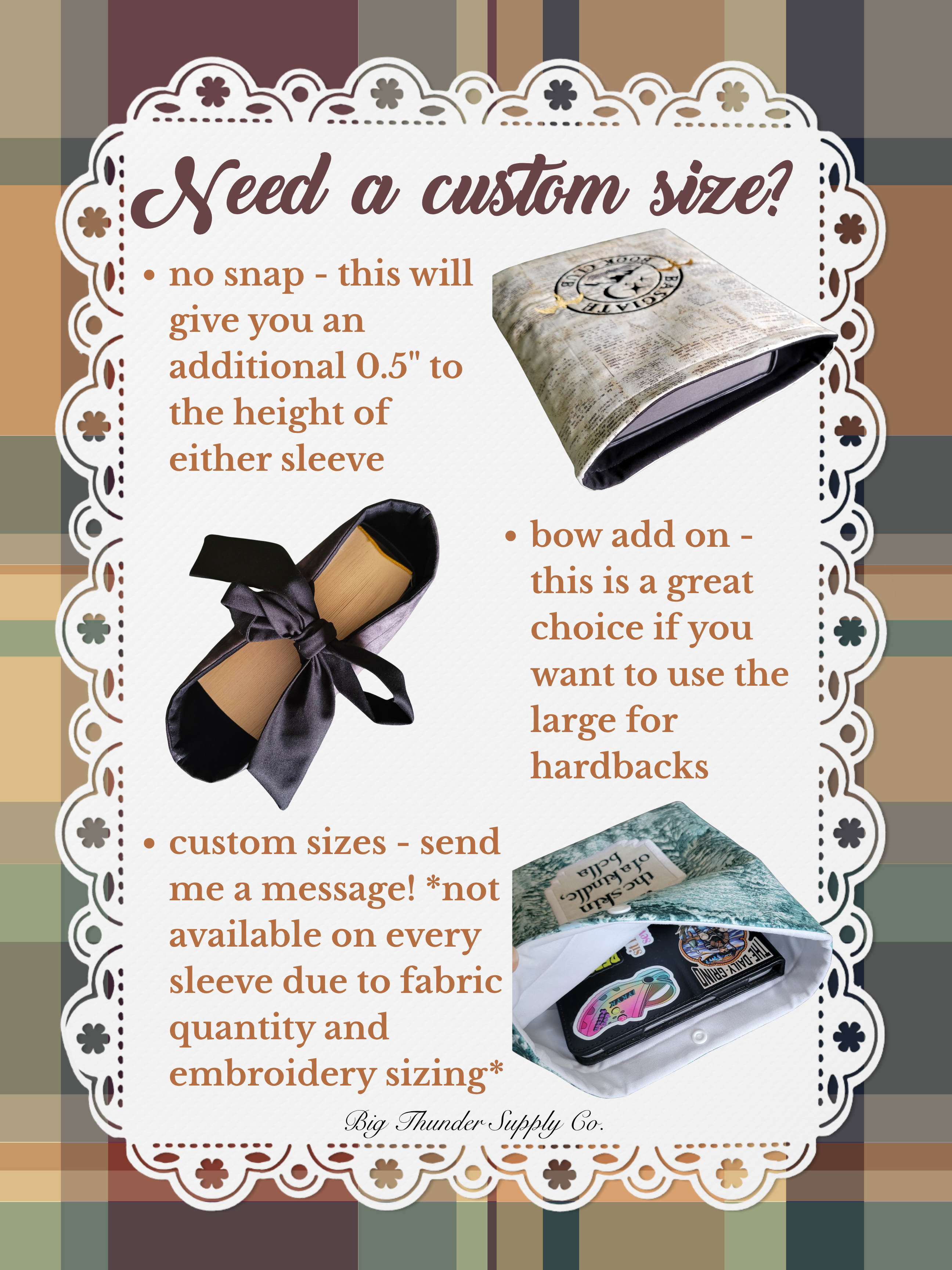 Checkered Emotional Support Kindle Sleeve with Snap *also in Kobo & Nook!* - E-Reader Cover