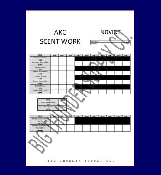 AKC Scent Work NOVICE Title Progression Tracking Sheet *Digital Download*