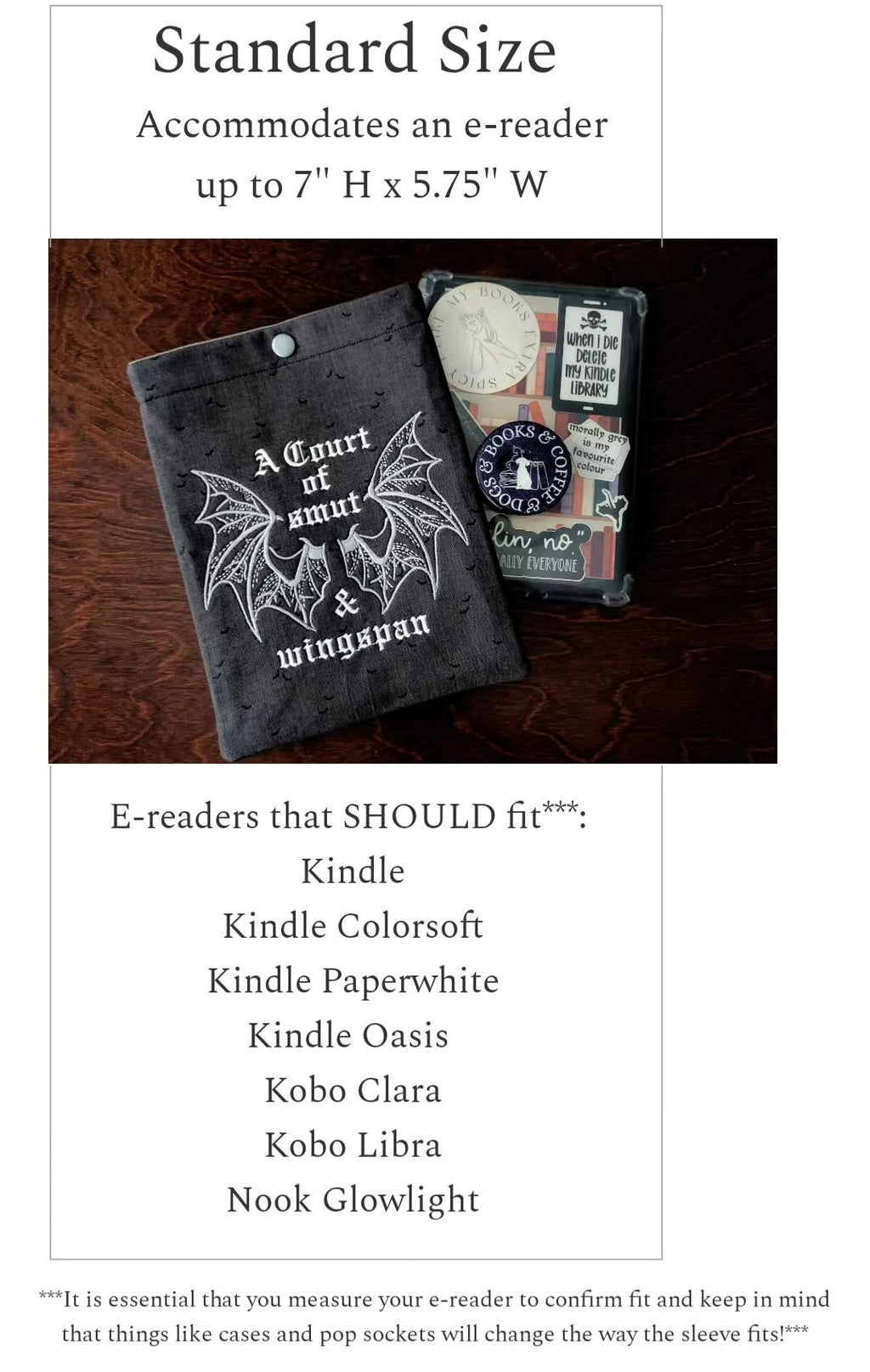 Skin of a Killer Kindle Kobo Lightly Padded Kindle E-Reader Sleeve with Snap