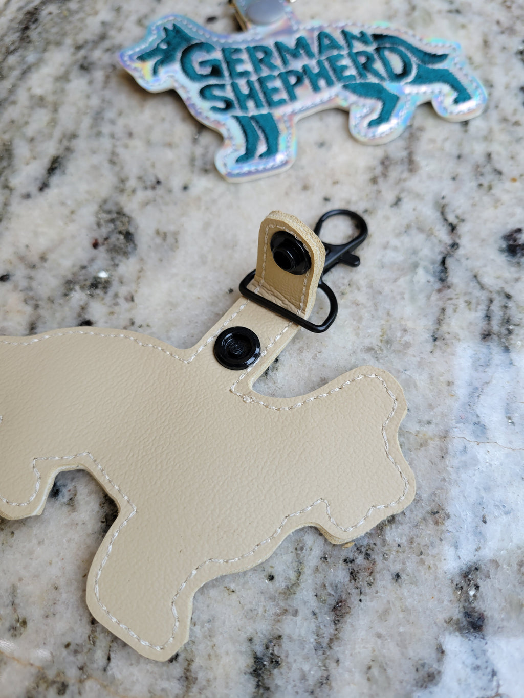 German Shepherd Vinyl Embroidered Key Fob Keychain