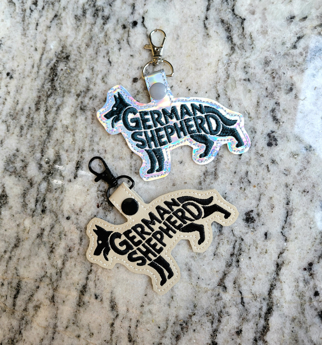 German Shepherd Vinyl Embroidered Key Fob Keychain