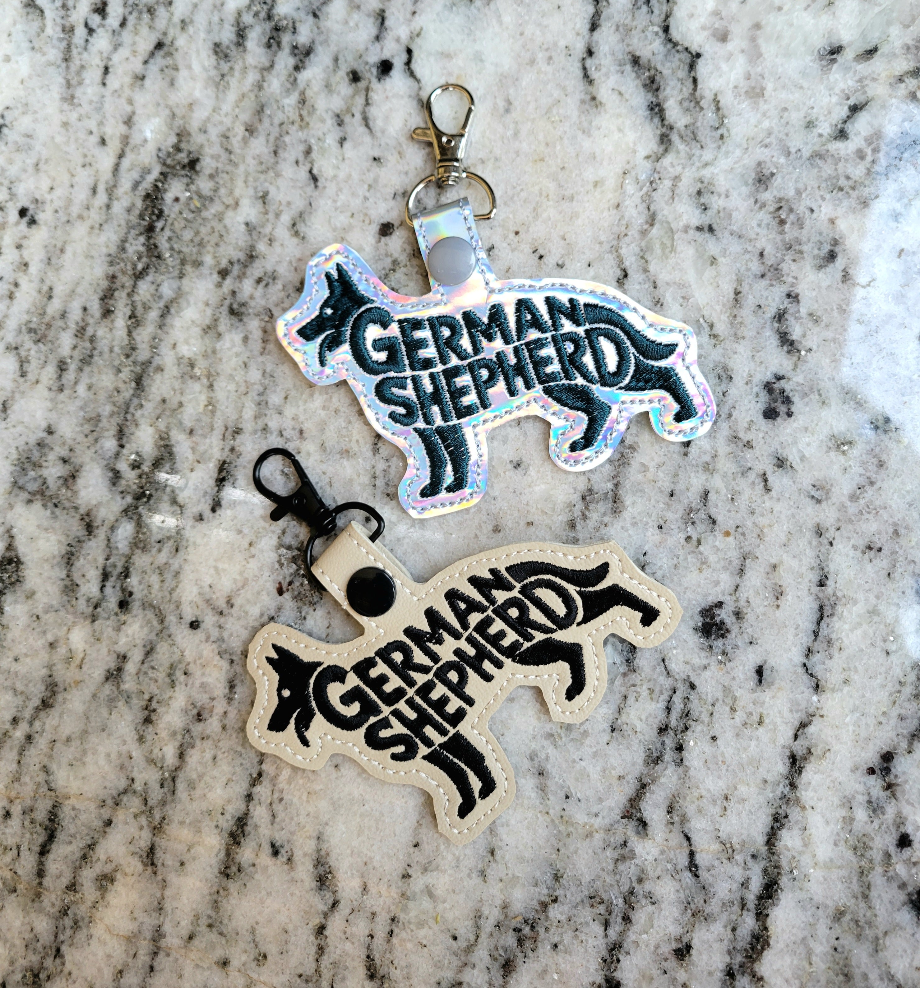 German Shepherd Vinyl Embroidered Key Fob Keychain