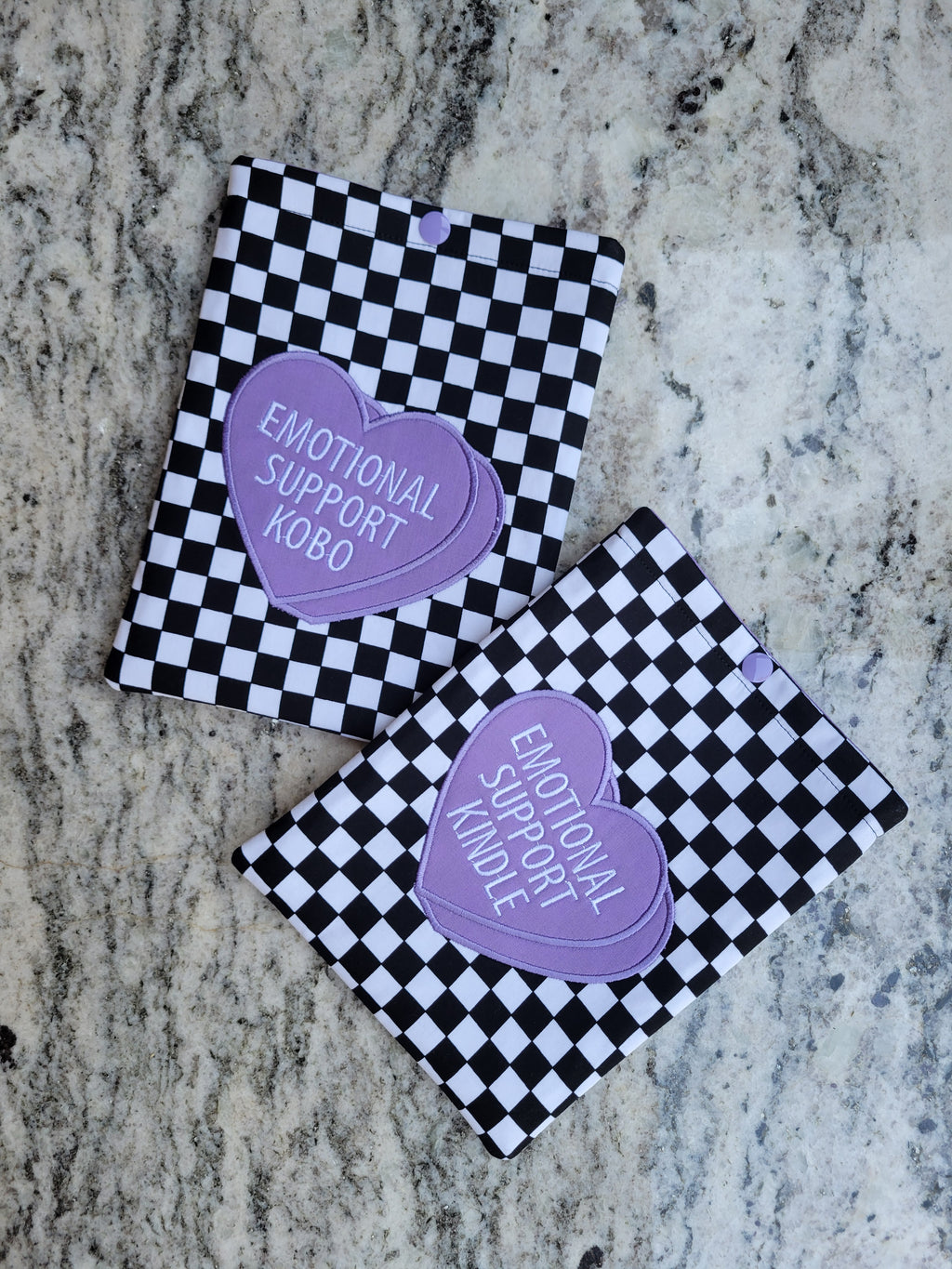 Checkered Emotional Support Kindle Sleeve with Snap *also in Kobo & Nook!* - E-Reader Cover