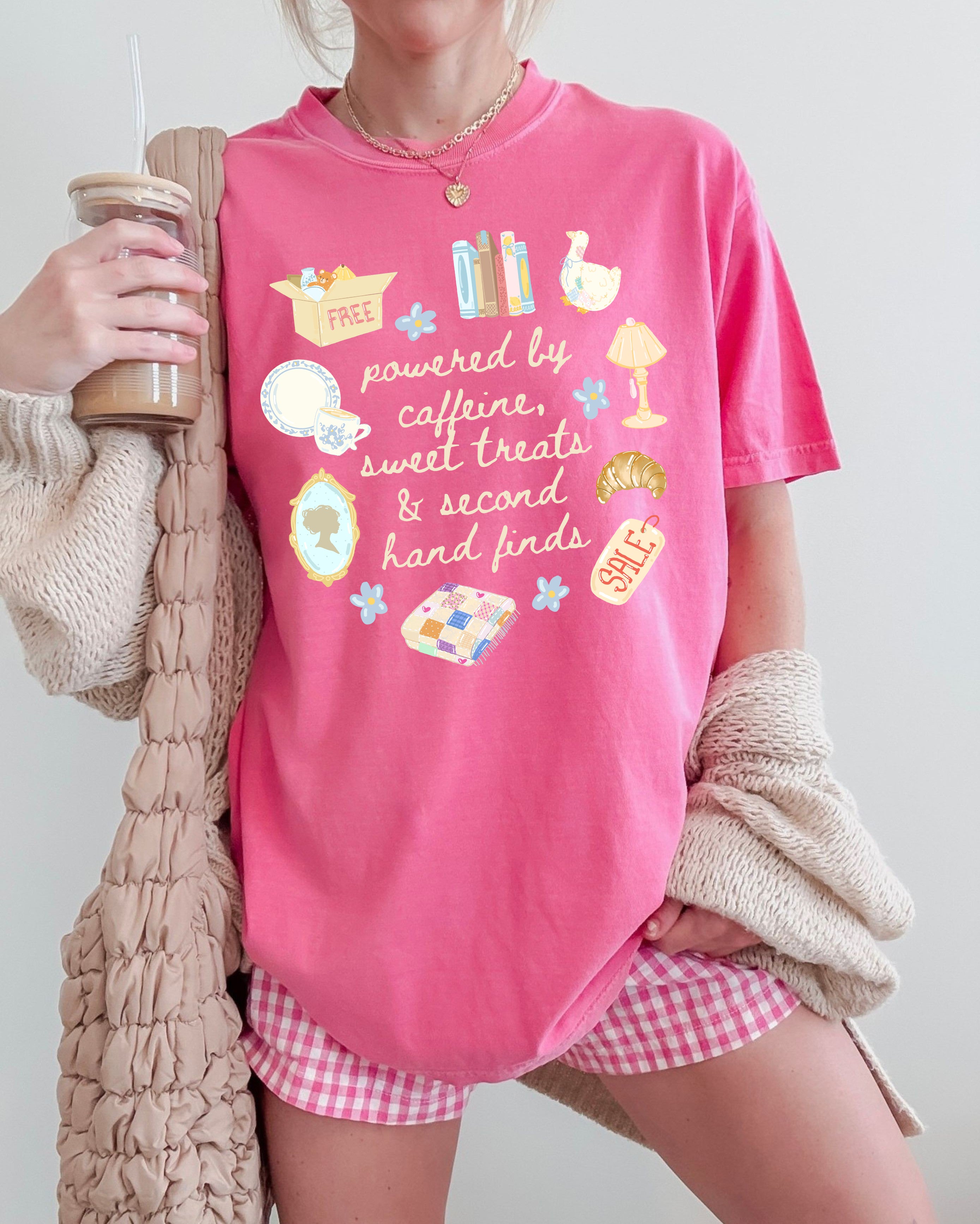 Powered by Caffeine and Second Hand Finds - Comfort Colors Unisex T-Shirt