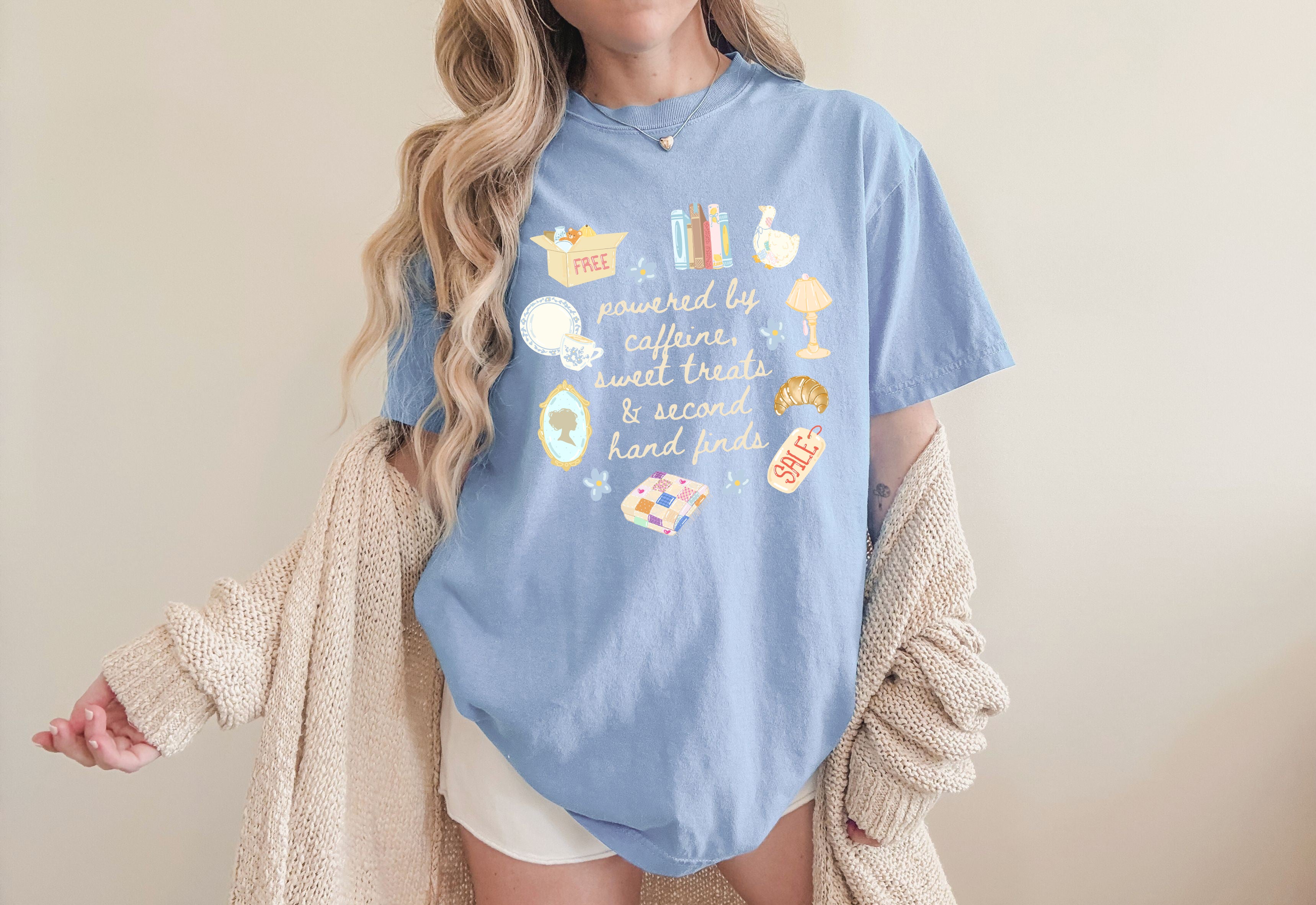 Powered by Caffeine and Second Hand Finds - Comfort Colors Unisex T-Shirt